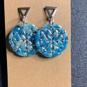 Silver and Blue Geometric Earrings